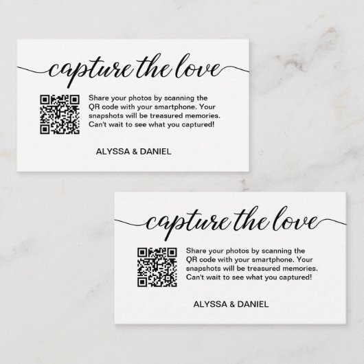 Modern Wedding Capture the Love QR code Informatiekaartje (Voorkant / Achterkant)