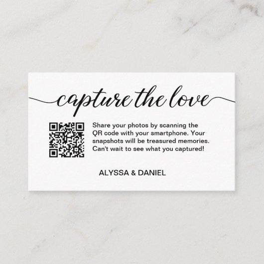 Modern Wedding Capture the Love QR code Informatiekaartje (Voorkant)