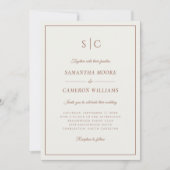 Modern Wedding Classic Monogram Crème & Bruin Kaart (Voorkant)