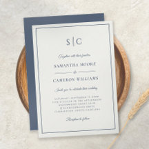 Modern Wedding Classic Monogram Crème & Marine Bla