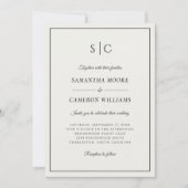 Modern Wedding Classic Monogram Crème & Zwart Kaart (Voorkant)