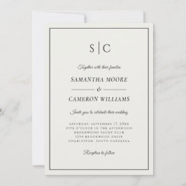 Modern Wedding Classic Monogram Crème & Zwart Kaart