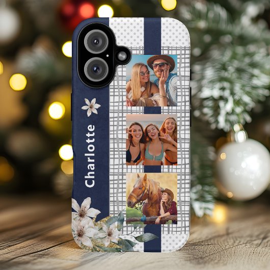 Modern Wedding Couple Foto gepersonaliseerd Floral Case-Mate iPhone Case