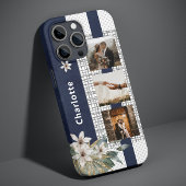 Modern Wedding Couple Foto gepersonaliseerd Floral Case-Mate iPhone Case