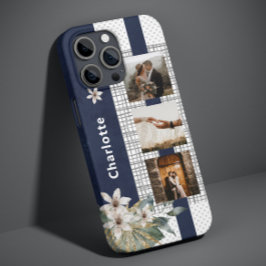 Modern Wedding Couple Foto gepersonaliseerd Floral Case-Mate iPhone Case