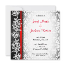 Modern Wedding Damask in White, Black and Red