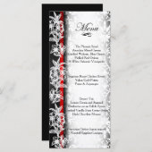 Modern Wedding Damask in White, Black and Red Menu (Voorkant / Achterkant)