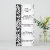 Modern Wedding Damask in White, Black and Red Menu (Staand voorkant)