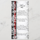 Modern Wedding Damask in White, Black and Red Menu (Voorkant)