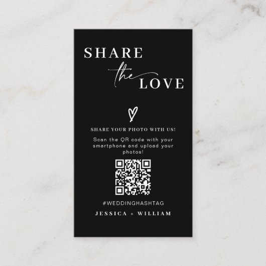 Modern Wedding Deel de liefde QR Code Informatiekaartje (Voorkant)