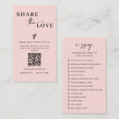 Modern Wedding Deel de liefde QR Code Informatiekaartje (Voorkant / Achterkant)