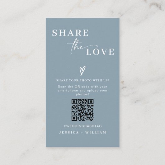 Modern Wedding Deel de liefde QR Code Informatiekaartje (Voorkant)