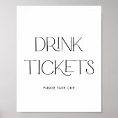 Modern Wedding Drink Ticket Sign Poster (Voorkant)