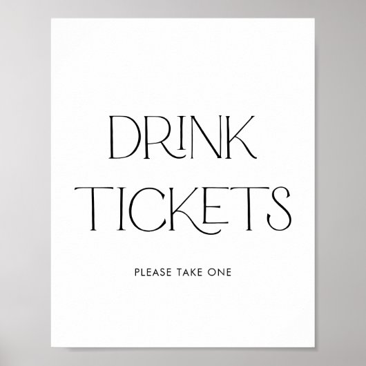 Modern Wedding Drink Ticket Sign Poster (Voorkant)