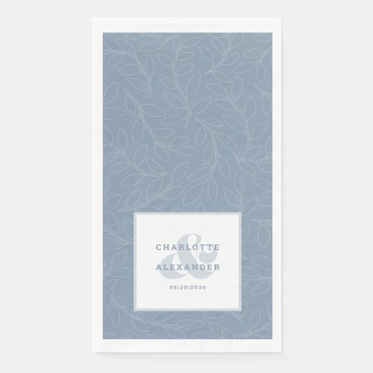 Modern Wedding Dusty Blue Bride & Groom Pattern Servet (Voorkant)