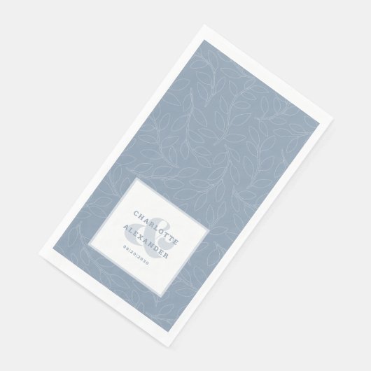 Modern Wedding Dusty Blue Bride & Groom Pattern Servet (Hoek)