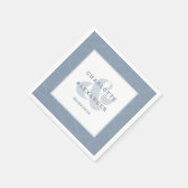 Modern Wedding Dusty Blue Trendy Bride & Groom Servet (Hoek)