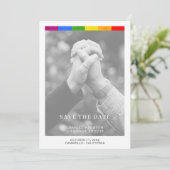 Modern Wedding Editorial LGBTQ+ Pride Photo Save The Date (Staand voorkant)