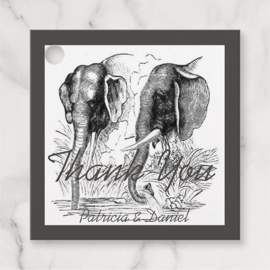 Modern Wedding Elephant Bedankt Bedankjes Labels (Voorkant)