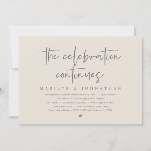 Modern Wedding Elopement het feest gaat verder Kaart (Voorkant)