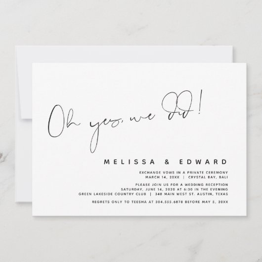 Modern Wedding Elopement, Oh ja, dat deden we... Kaart (Voorkant)