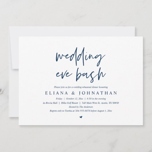 Modern Wedding Eve Bash, repetitief diner Kaart (Voorkant)