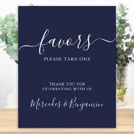 Modern Wedding Favors Personalized Navy Blue Poster