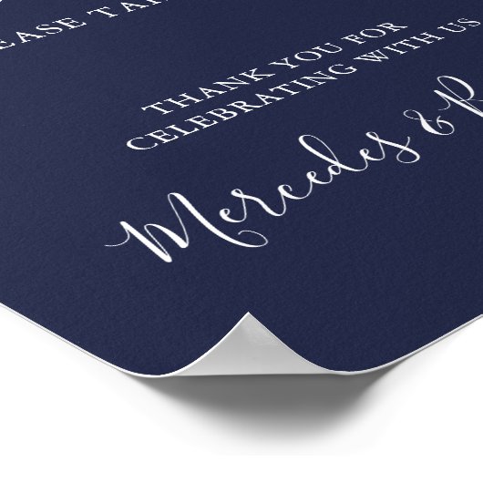 Modern Wedding Favors Personalized Navy Blue Poster (Hoek)