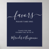 Modern Wedding Favors Personalized Navy Blue Poster (Voorkant)