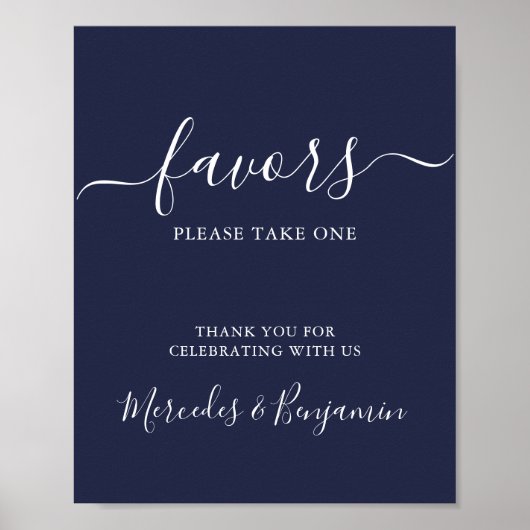 Modern Wedding Favors Personalized Navy Blue Poster (Voorkant)