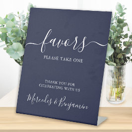 Modern Wedding Favors Personalized Navy Blue Reclamebord Met Voetstuk