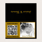 Modern Wedding Fold Kaarten, QR-code, foto, zwart Visitekaartje (Buitenkant ongevouwen)