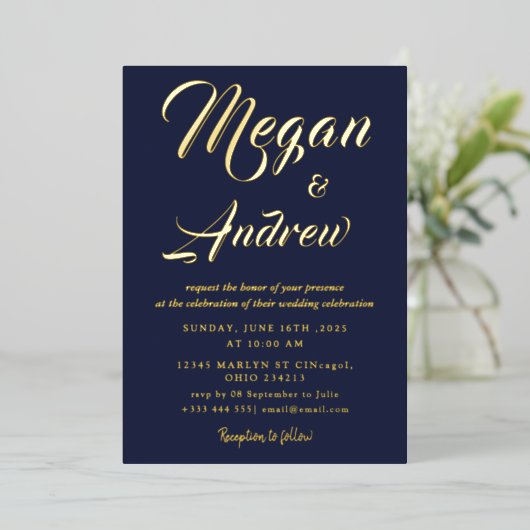 Modern Wedding Folie Uitnodiging (Staand Voorkant)