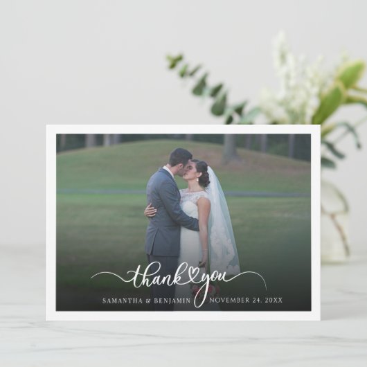 Modern Wedding Foto Bedankkaart (Staand voorkant)