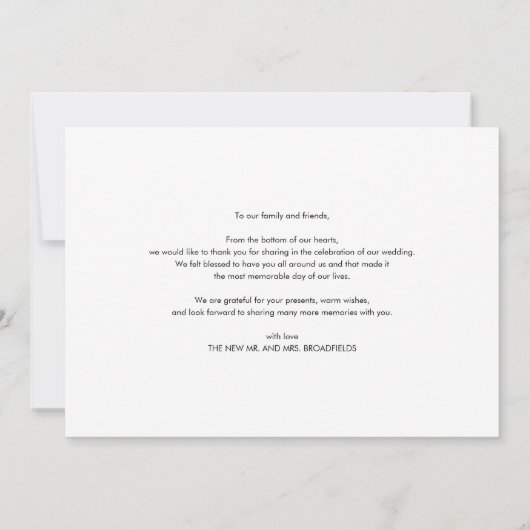 Modern Wedding Foto Bedankkaart (Achterkant)