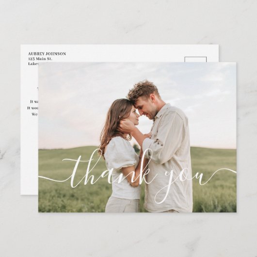 Modern Wedding Foto Dank je Briefkaart (Voorkant / Achterkant)