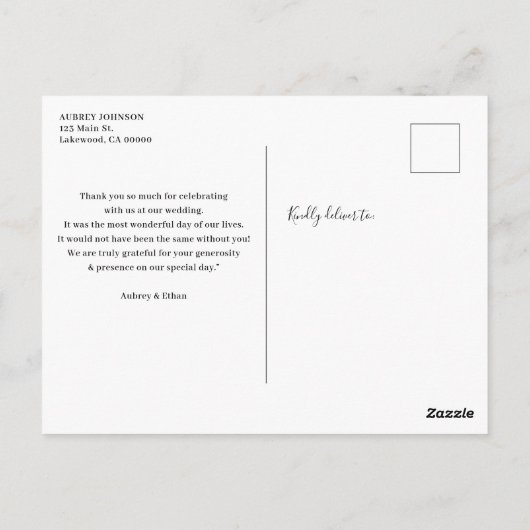 Modern Wedding Foto Dank je Briefkaart (Achterkant)