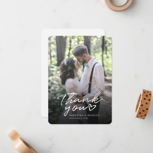 Modern Wedding Foto Dank je Notitiekaartje (Voorkant / Achterkant in situ)