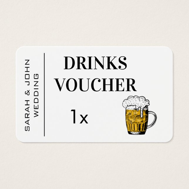 Modern Wedding Free Drink Voucher Visitekaartje (Voorkant)