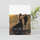 Modern Wedding Full Photo Typography Script Save The Date (Staand voorkant)