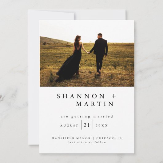 Modern Wedding Full Photo Typography Script Save The Date (Achterkant)