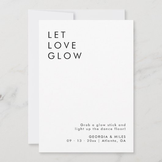 Modern Wedding Glow Stick Wedding Stuur Off Sign Kaart (Voorkant)