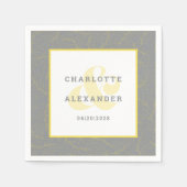 Modern Wedding Gray Yellow Trendy Bride & Groom Servet (Voorkant)