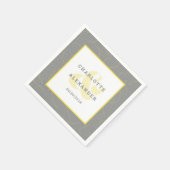 Modern Wedding Gray Yellow Trendy Bride & Groom Servet (Hoek)