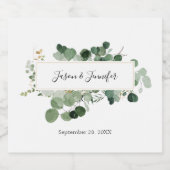 Modern Wedding Greenery Custom Couple Names Likeurfles Etiket (Enkel label)