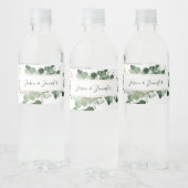 Modern Wedding Greenery Custom Couple Names Waterfles Etiket (Flessen)
