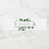 Modern Wedding Greenery Custom Couple Names Waterfles Etiket (Enkel label)