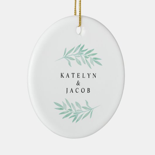 Modern Wedding Greenery kerstversiering Keramisch Ornament (Rechts)