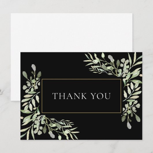 Modern Wedding Greenery Leaves Dank je wel Bedankkaart (Voorkant / Achterkant)