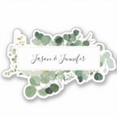 Modern Wedding Greenery Paar Namen Chic Sticker (Voorkant)
